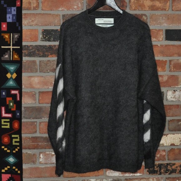 Main Label Off White Virgil Abloh Mohair Sweater Arrow Motif Intarsia Knitwear M - Picture 3 of 7